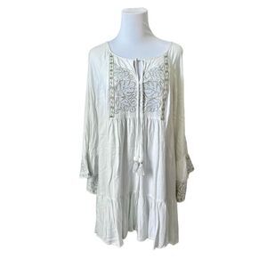 Lilly Pulitzer Amisa Tunic Dress Resort White Embroidered Coverup sz M‎ Bohemian